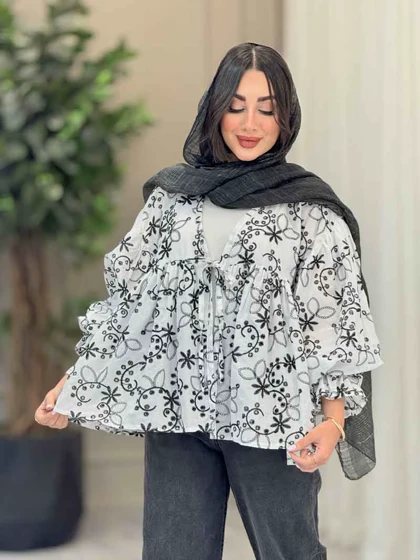 مانتو طرح گل چین‌دار 6749