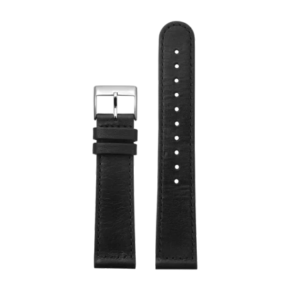 بند چرم تریوا مدل Black Sewn Classic-silver