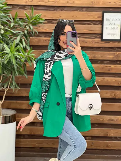 مانتو تک دکمه آسیتن پفی