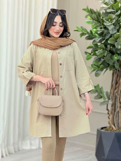 مانتو بغل سه دکمه جیب دوبل