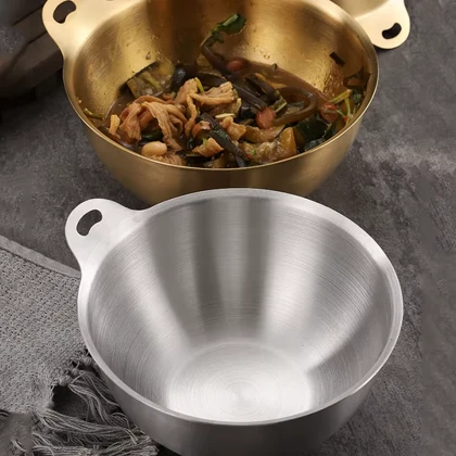 کاسه استیل تک دسته گرد و گود سیلور