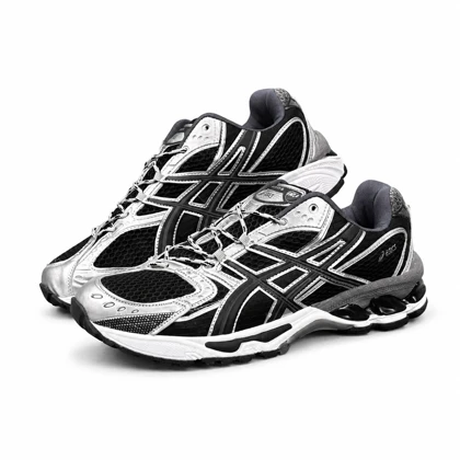 کفش کتانی مردانه مدل اسیکس مشکی طوسی لژ سفید ASICS
