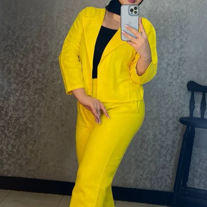 ست کت کراپ و شلوار زنانه لینن – کد 2768