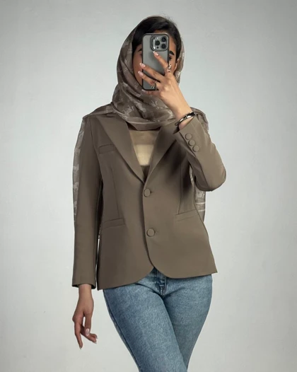 کت یقه انگلیسی دکمه پارچه ای  کد 100171