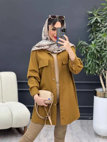 مانتو جیب نما بغل سه دکمه