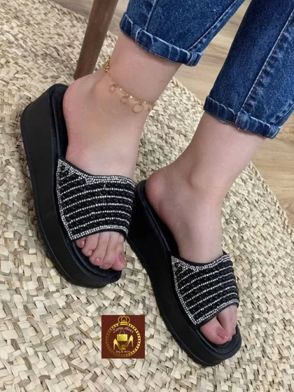 صندل دمپایی لژدار مرواریدی نگینی زنانه