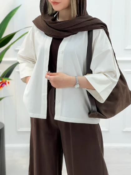 شومیز مانتو همتا - استخوانی