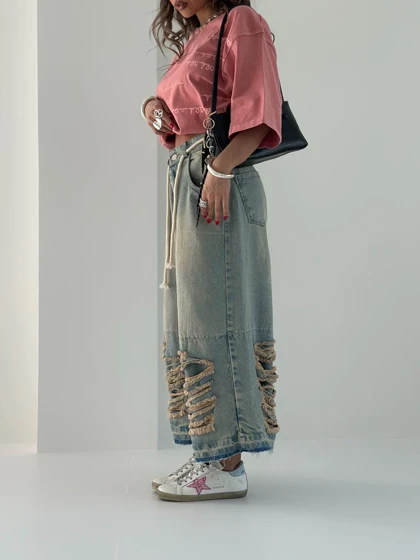 شلوار جین برمودا زاپ‌دار