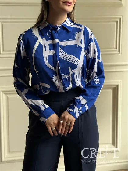 شومیز نخی جلو دکمه طرحدار