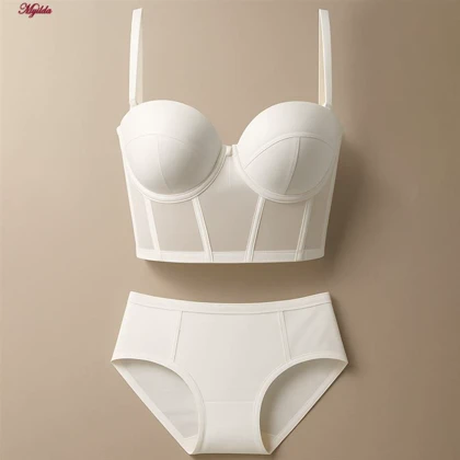 ست شورت و سوتین زنانه ماییلدا مدل لانگ لاین فنردار بند متحرک کد 5480-028