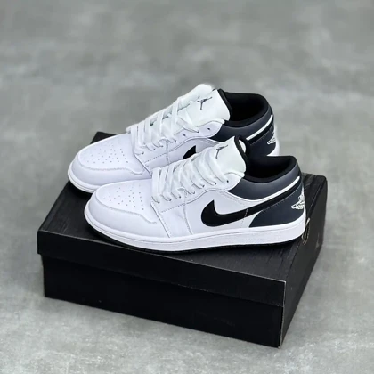 کفش نایک ایر جردن وان لو سفید طوسی Nike Air Jordan 1 Low White Grey