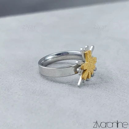 انگشتر زنانه دو رنگ طرح گل 30166