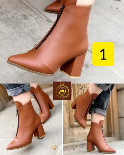 نیم بوت جلو زیپ زنانه مجلسی نوک تیز
