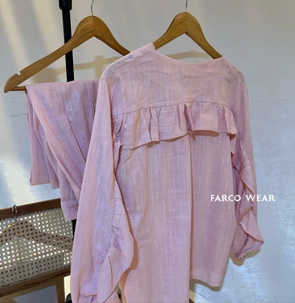 ست شومیز و شلوار لینن زنانه- استایل خنک و راحت کد 078