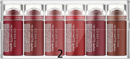 رژ لب جامد مات مینی گلدن رز پک 6 عددی مناسب انواع لب – حجم هر عدد 0.5 گرم