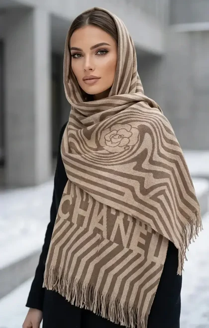 شال بافت زنانه طرح شنل - ترکیبی از گرما و استایل لوکس