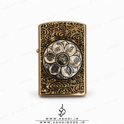 فندک زیپو های کپی مدل طرح گل اسپینری دو رنگ Two Tone Spinner Flower Zippo Lighter