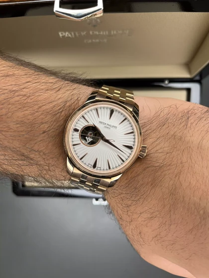 ساعت مچی پتک فیلیپ اوپن هارت رزگلد صفحه سفید Patek Philippe Tourbillon