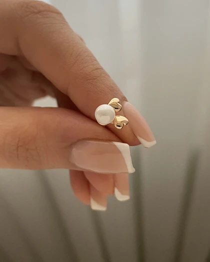 گوشواره میخی قلب و مروارید ژوپینگ