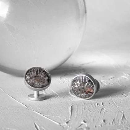 دکمه سرآستین کورال گرد _ Coral Cufflinks round