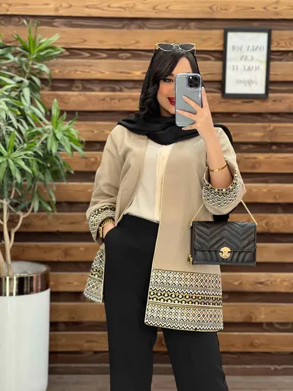 مانتو ژاکارد پولک دوزی
