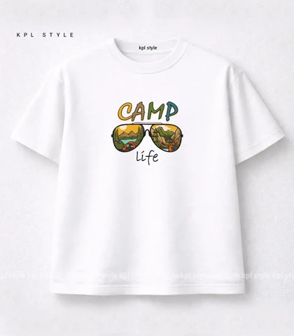 تیشرت باکسی یونیسکس طرح Camp Life کد 1308