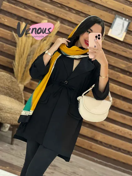 مانتو تک دکمه کمرگت دار