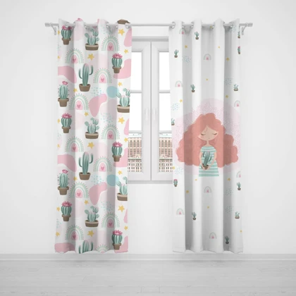 پرده پانچی اتاق کودک برند مینوریا کیدز طرح دخترانه کد p-319