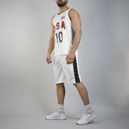 ست رکابی و شلوارک ورزشی مردانه یو اس ای مدل PY-2B1936 سفید