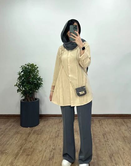مانتو لینن گلدوزی رزانا 1 (ارسال رایگان)
