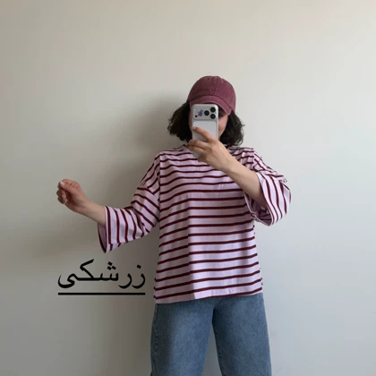 تیشرت لانگ باکسی راه راه کد 6081