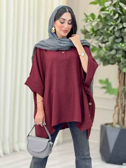 مانتو پانچ یقه دو دکمه هیما