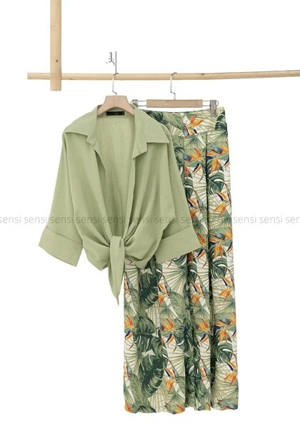 ست شومیز شلوار گره‌ای کد1005463