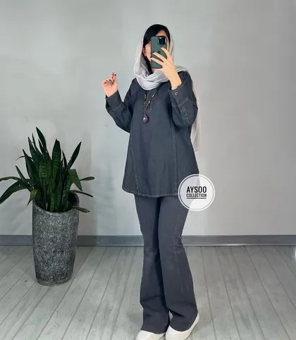 تونیک مانتویی جین آسمان