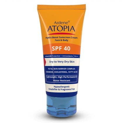 کرم ضد آفتاب بی رنگ آردن آتوپیا با SPF40 برای پوست‌های خشک و خیلی خشک