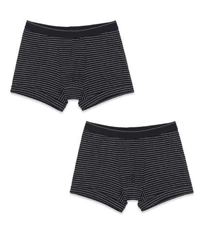 شورت نخی پادار کش پهن طرح راه راه نیکوتن پوش کد 3545 خاکستری مشکی - بسته 2 عددی