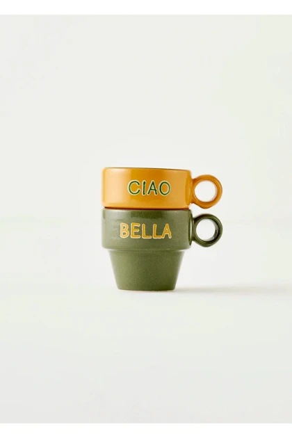 فنجان اسپرسو دو نفره سرامیکی Bella Maison مدل Line - چندرنگ