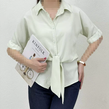 شومیز زنانه سیلک جلو گره‌ای