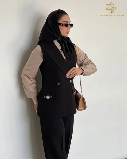 ست وست و شلوار زنانه کرپ مجلسی نسیم