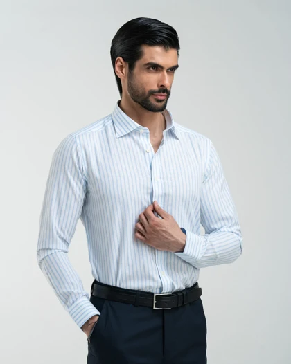 ام کی کالکشن پیراهن آستین بلند mk-1683-blue