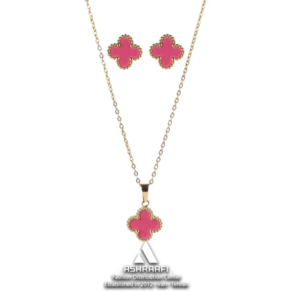 ست ونکلیف صورتی Vancliffe Necklace & Earrings GP01