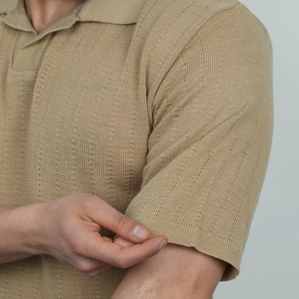 پولوشرت مردانه پنبه استین کوتاه ساده یقه شکاری کد 100626