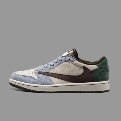 نایکی جردن 1 ترویس اسکات آبی سبز ساق کوتاه Nike Air Jordan 1 Low Travis Scott Blue Green