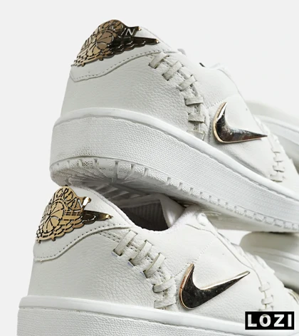 کفش کتانی مردانه و زنانه سفید NIKE jordan 1 low gold