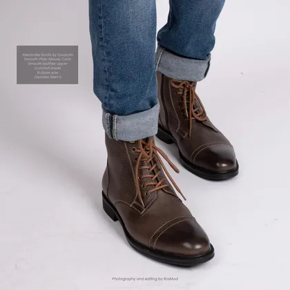 بوت اسکندر گازولین قهوه‌ای کلاسیک - GAAZOLIN Alexander Boots Smooth Plain Mouse