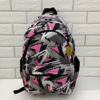 کیف مدرسه ای دخترانه مدل مثلث صورتی pink triangle با جامدادی
