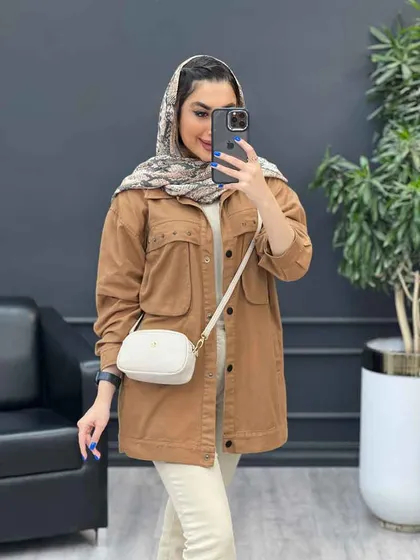 مانتو کتان چهار جیب پرچ پارلا