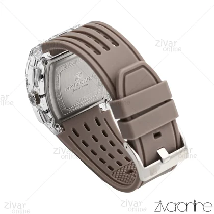 ساعت اورجینال ناوی فورس NaviForce مردانه مستطیلی طوسی نقره ای بند رابر 106995