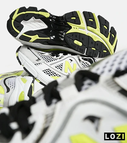 کفش کتانی مردانه و زنانه سفید مشکی لیمویی NEW BALANCE 1064 V.2 مدل 7010