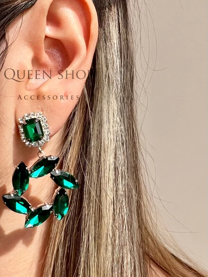 گوشواره کریستالی آویز گرد